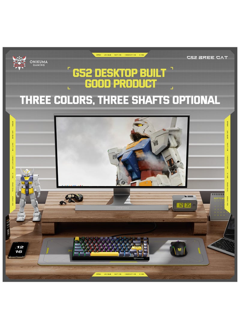 onikuma - G52 82 Keys Wired Gaming 75% KeyboardMechanical Keyboard Brown Switch RGB Backlit Suitable RGB Gaming KeyboardDetachable USB-C Cable, Support Win/Mac OS - Image 1