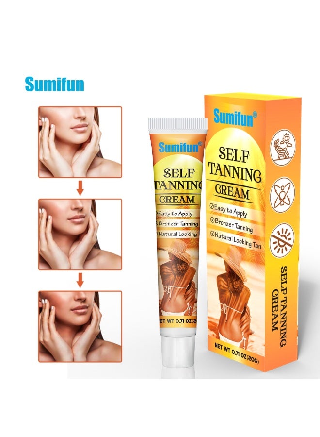 Sumifun كريم تان ذاتي من سومي فون - لوشن برونزي طبيعي - يجف بسرعة - تان بدون شمس للجسم والوجه - ترطيب - لمسة جلد ناعمة - لون متساوي - توهج طويل الأمد - تطبيق سهل - أنبوب 20 جرام - Image 1