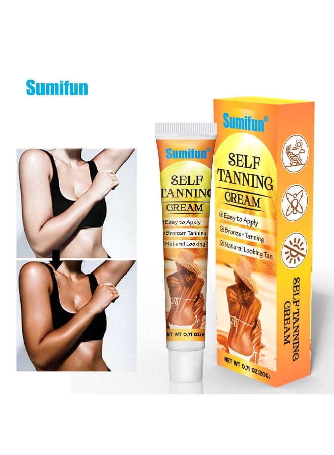 Sumifun كريم تان ذاتي من سومي فون - لوشن برونزي طبيعي - يجف بسرعة - تان بدون شمس للجسم والوجه - ترطيب - لمسة جلد ناعمة - لون متساوي - توهج طويل الأمد - تطبيق سهل - أنبوب 20 جرام - Image 3