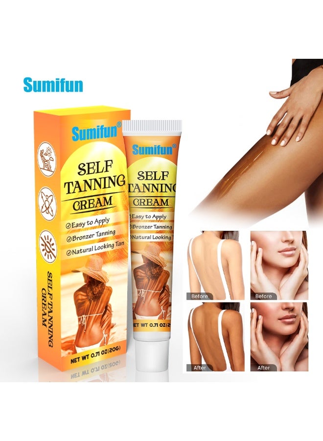 Sumifun كريم تان ذاتي من سومي فون - لوشن برونزي طبيعي - يجف بسرعة - تان بدون شمس للجسم والوجه - ترطيب - لمسة جلد ناعمة - لون متساوي - توهج طويل الأمد - تطبيق سهل - أنبوب 20 جرام - Image 4