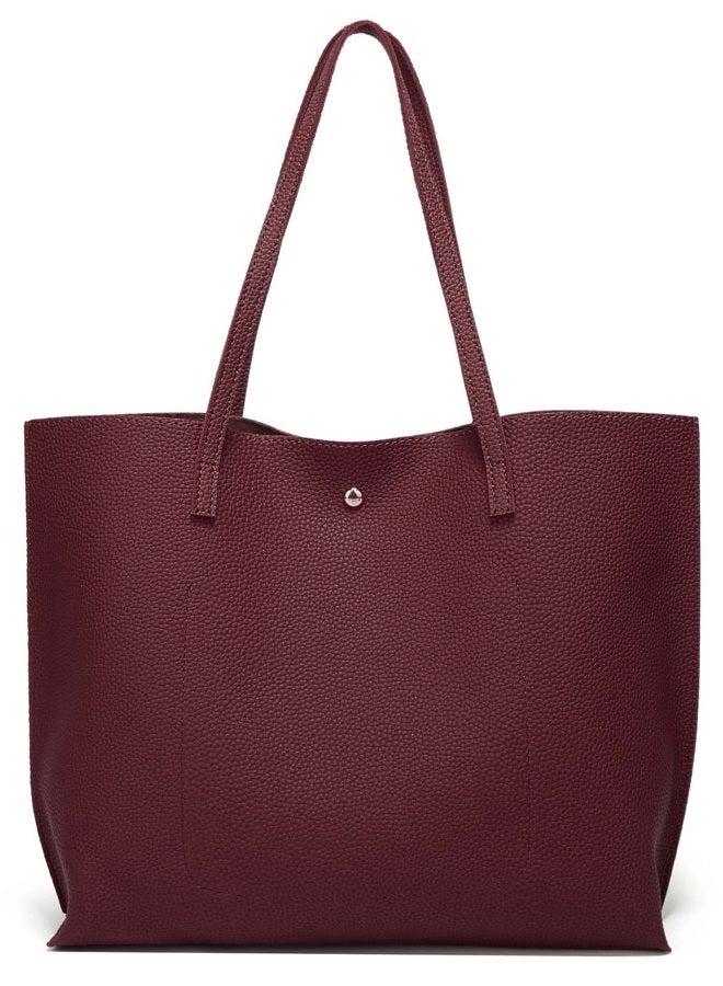 Dreubea Women's Soft Leather Tote Shoulder Bag from, Big Capacity Tassel Handbag - Image 5