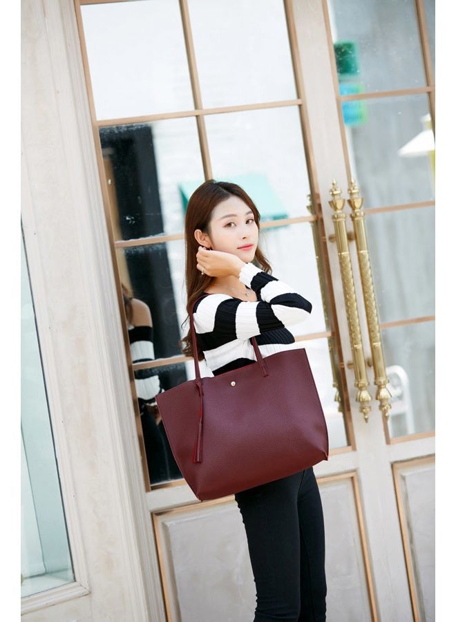 Dreubea Women's Soft Leather Tote Shoulder Bag from, Big Capacity Tassel Handbag - Image 2