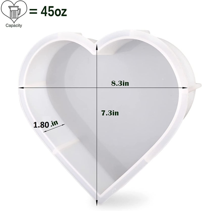 ARTOOL Large Heart Shape Deep Casting Resin Art Mold Decorative DIY Multipurpose Flower Preservative Art and Craft Making Silicone Deep Casting Mould Epoxy Resin Art Mould 8.3x7.3 Inch 1.80 Inch Depth Set of 1 (D62) - Image 2