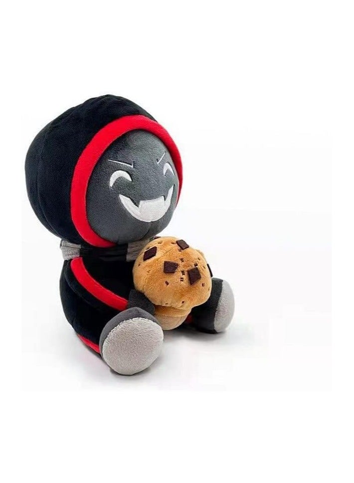 Badboyhalo Game Plush Cartoon Hooded Black Boy Hold Cookie Cake Plush Anime Figure Cute  Devil Doll Decoration  - Image 4