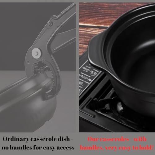 GOVNPJ Korean Stone Pot, Ceramic Sizzling Hot Pot for Bibimbap Korean Stone Bowl with Lid and Trivet 40 oz Clay Pot for Cooking, Korean Cooking Pot, 1200ml, Black - Image 4