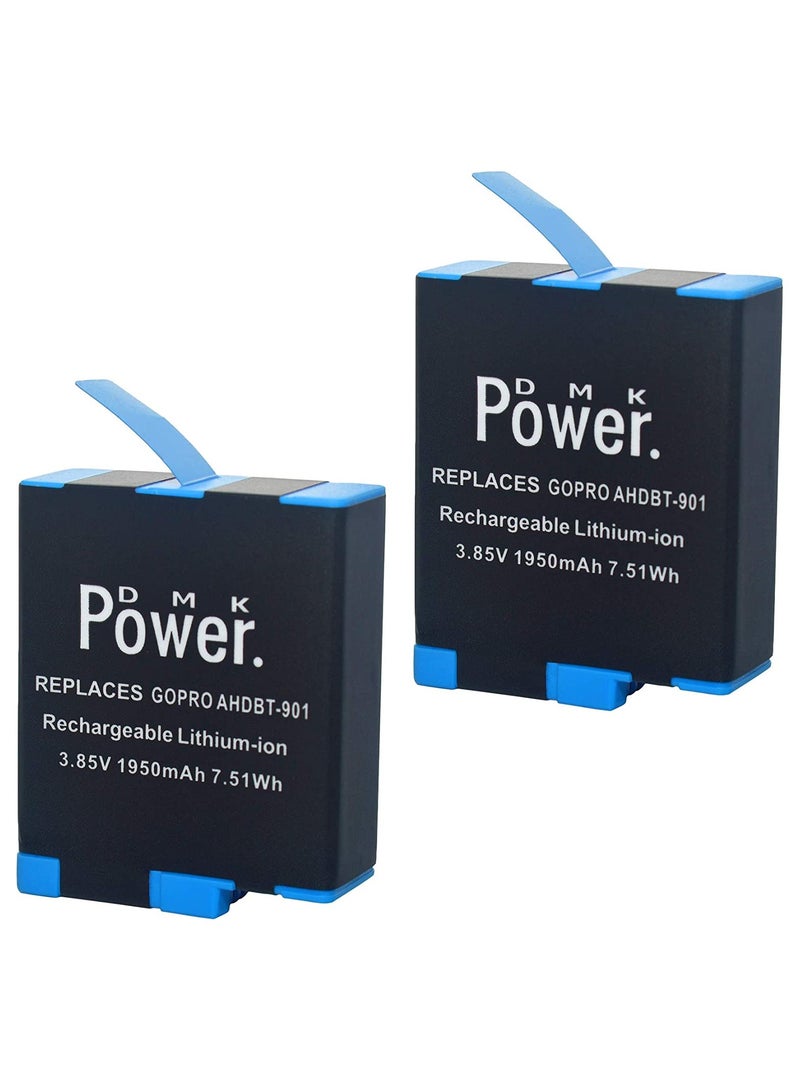 DMK Power AHDBT-901 (1950mAh) 2Pack Battery with 3 Channel LED Type C USB Charger Compatible with Hero 9/10 Battery and Charger - Image 2