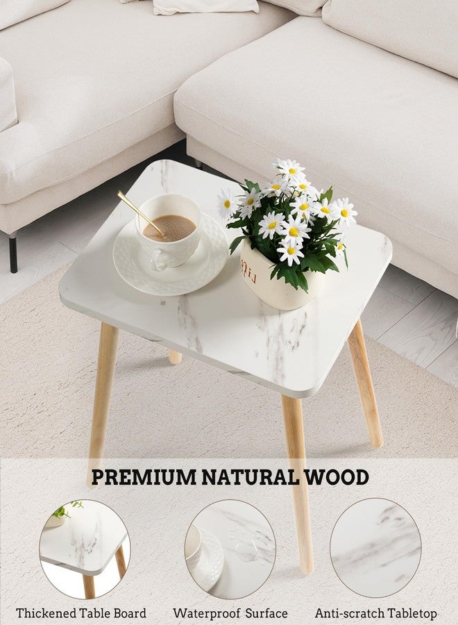 FORAOFUR Small End Table, Side Table Accent Table Living Room Bedroom Balcony Office, Modern Bedside Table Home Decor, Small Table for Small Spaces, Small Coffee Table, Easy Assembly, Marble White - Image 3