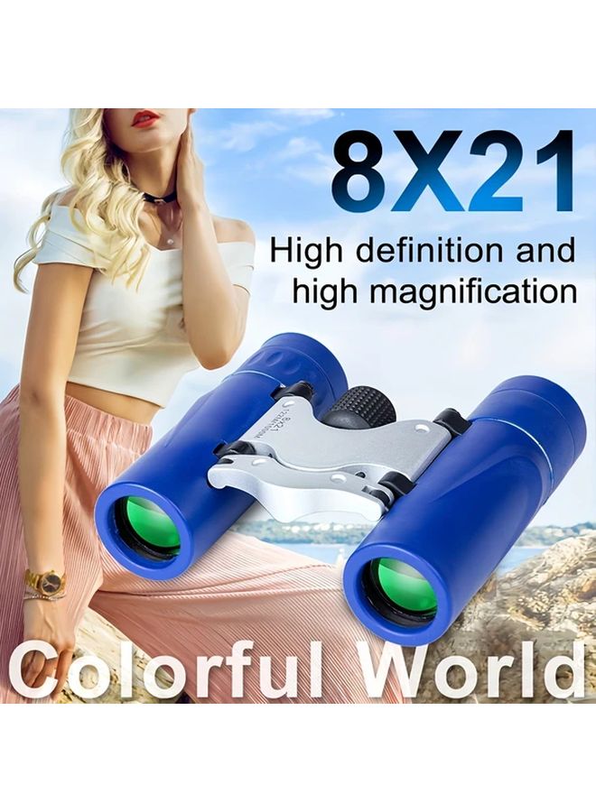 Blue 8x21 High Power Binoculars 10X Magnification 25mm Large Objective Lightweight for Bird Watching Concerts Travel - Image 2