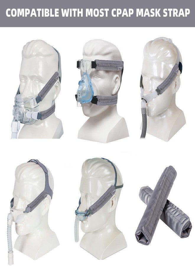 JDVBDNK ٦ عبوات من أغطية حزام جهاز التنفس CPAP المصنوعة من الساتان الناعم، وسائد قناع جهاز التنفس CPAP، وسائد حزام جهاز التنفس CPAP قابلة للتهوية، واقي شعر جهاز التنفس CPAP للنساء والرجال، أغطية حزام جهاز التنفس CPAP حريرية عالمية لتقليل العلامات الحمراء (رمادي) - Image 5