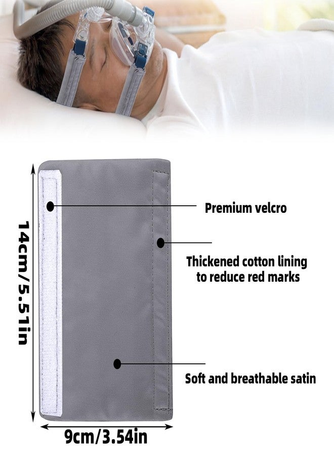 JDVBDNK ٦ عبوات من أغطية حزام جهاز التنفس CPAP المصنوعة من الساتان الناعم، وسائد قناع جهاز التنفس CPAP، وسائد حزام جهاز التنفس CPAP قابلة للتهوية، واقي شعر جهاز التنفس CPAP للنساء والرجال، أغطية حزام جهاز التنفس CPAP حريرية عالمية لتقليل العلامات الحمراء (رمادي) - Image 2