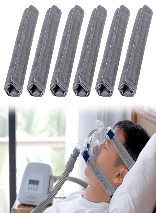 JDVBDNK ٦ عبوات من أغطية حزام جهاز التنفس CPAP المصنوعة من الساتان الناعم، وسائد قناع جهاز التنفس CPAP، وسائد حزام جهاز التنفس CPAP قابلة للتهوية، واقي شعر جهاز التنفس CPAP للنساء والرجال، أغطية حزام جهاز التنفس CPAP حريرية عالمية لتقليل العلامات الحمراء (رمادي) - Image 1