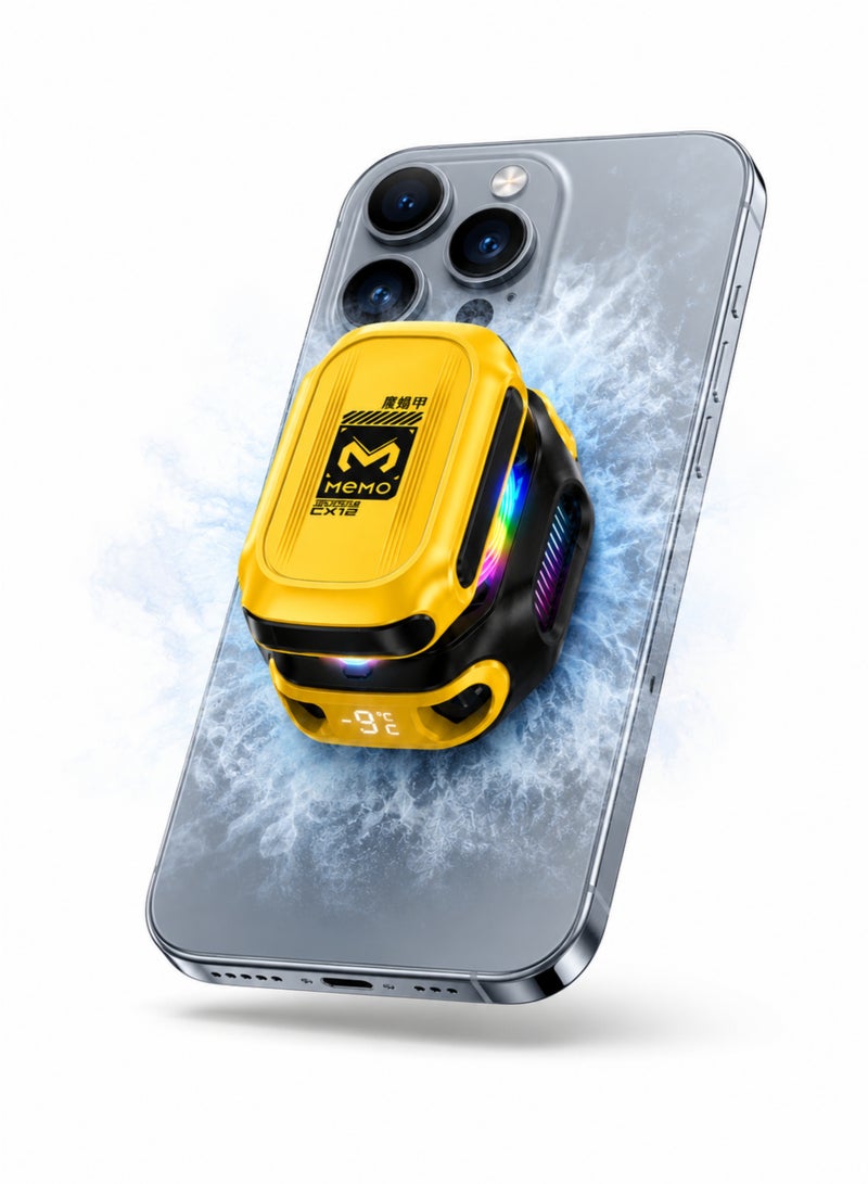 Memo CX12 Ultra 2026 Upgraded Magnetic Mobile Phone Cooler Fan 2000mAh Rechargeable RGB LED Digital Display 15W Gaming Phone Cooling Fan - Image 1