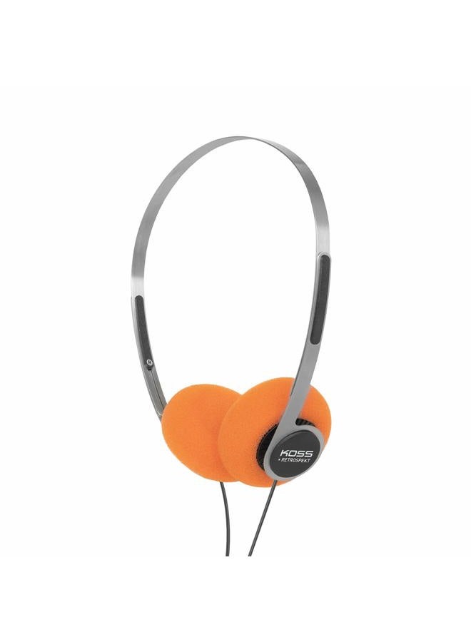 KOSS x Retrospekt P/21 Retro On-Ear Headphones, Retro Orange Foam, Adjustable Headband, Wired 3.5mm Plug, Orange Black and Silver - Image 1