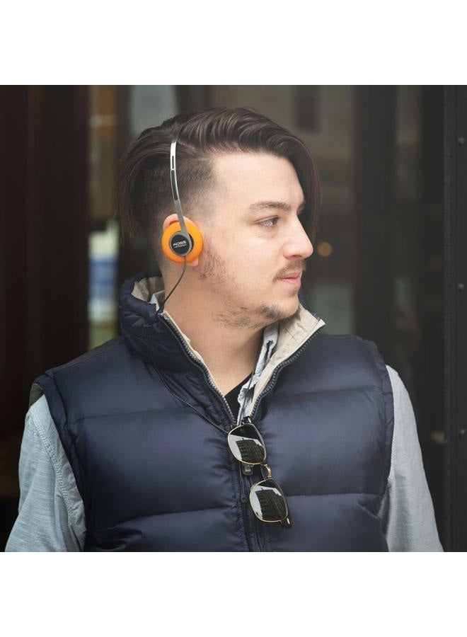 KOSS x Retrospekt P/21 Retro On-Ear Headphones, Retro Orange Foam, Adjustable Headband, Wired 3.5mm Plug, Orange Black and Silver - Image 5
