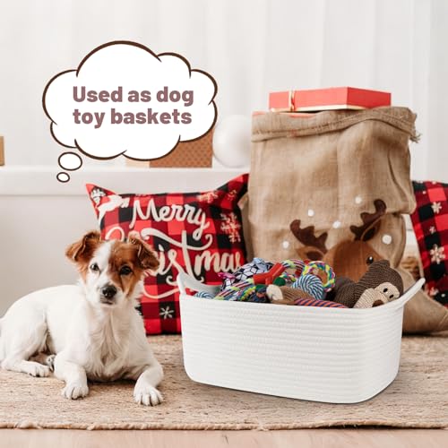 OIASKET Basket for Gifts Empty, Woven Storage Basket with Gift Bag, Ribbon and Wrap Tissue Paper, Small Rope Toy Storage with Handles for Baby Shower, Dog Toy Organizer, 15.5" x 11.4" x 6.7" - Image 4
