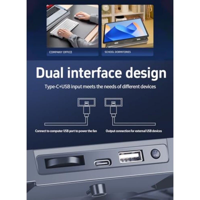 Gaming Laptop Cooling Pad with RGB Lighting, Dual High-Speed USB Powered Fans, Notebook Cooler Stand for 12-17.3 Inch Laptops, Twin Turbo Ice Engine, Enhanced Heat Dissipation, USB and Type-C Ports - Image 5