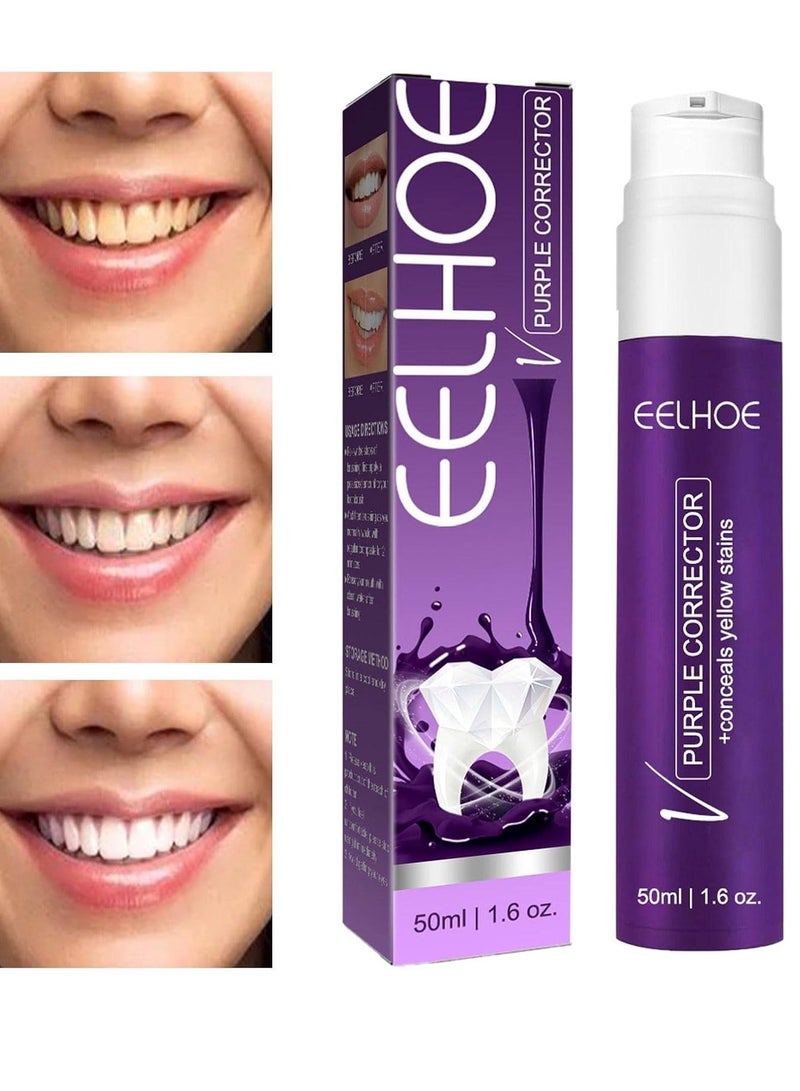 EELHOE Purple Whitening Toothpaste Brightening Color Corrector Teeth Whitening For Sensitive Teeth 50ml - Image 1
