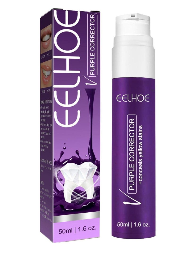 EELHOE Purple Whitening Toothpaste Brightening Color Corrector Teeth Whitening For Sensitive Teeth 50ml - Image 2