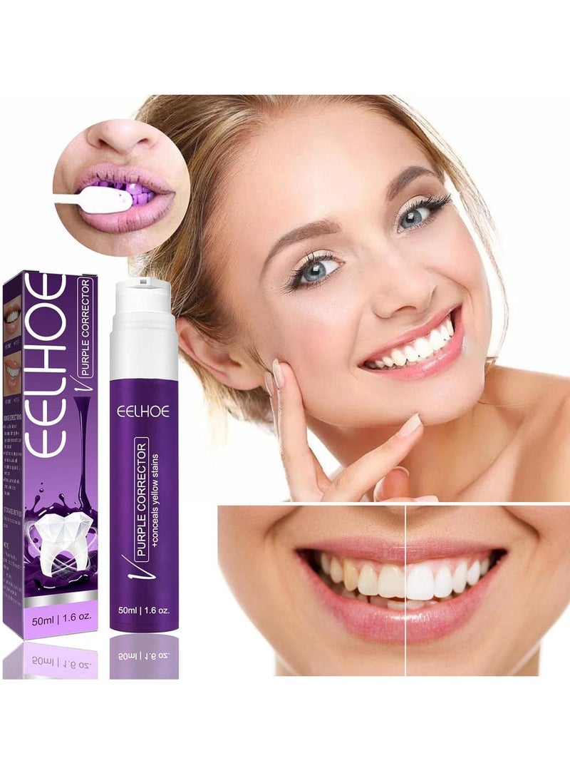 EELHOE Purple Whitening Toothpaste Brightening Color Corrector Teeth Whitening For Sensitive Teeth 50ml - Image 5