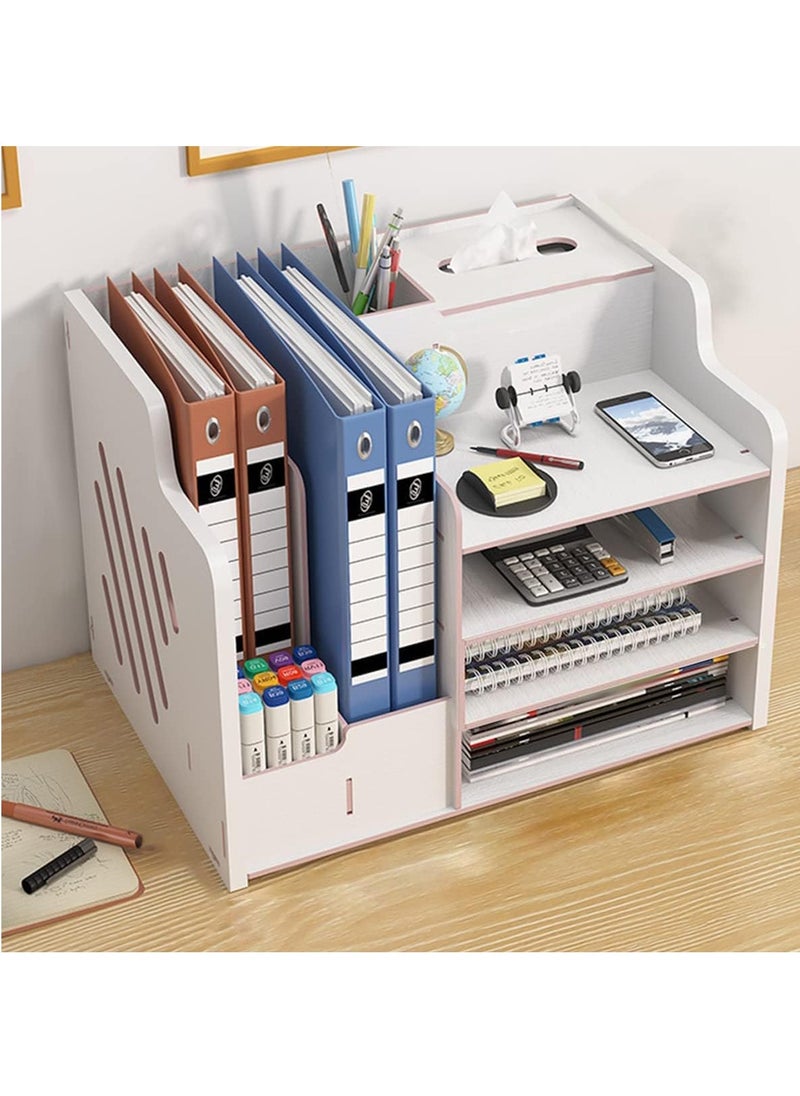 Arabest Office Desk Organizer and Accessories with 6 Compartments, Drawer Type Shelf with for Household Workstation Documents and Desk Sundries Artifact  - Image 1