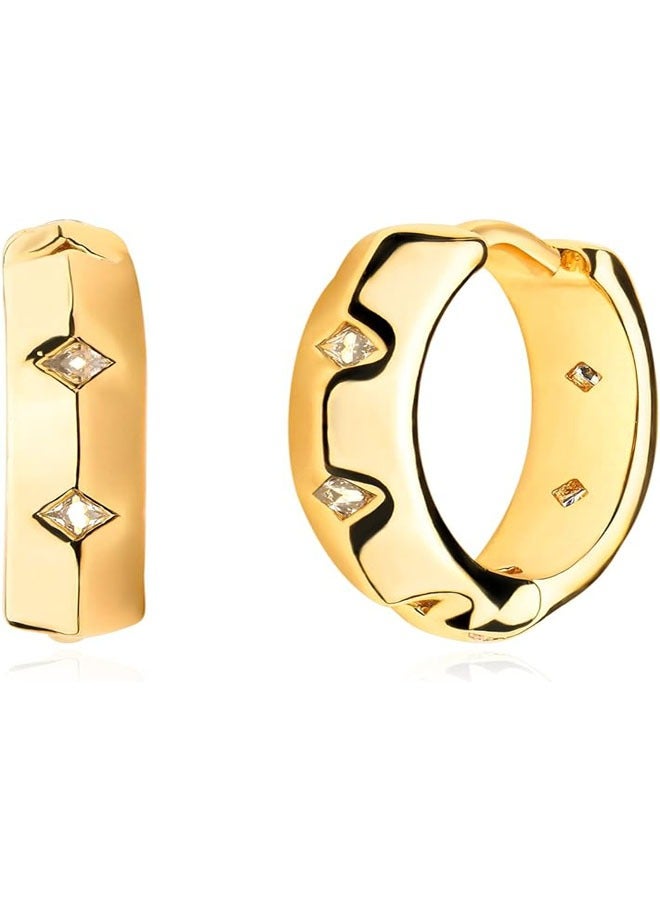 Mevecco Women Huggie Earrings Gold Hoop 14K Gold Filled Small Simple Handmade Hypoallergenic Everyday Jewelry - Image 1