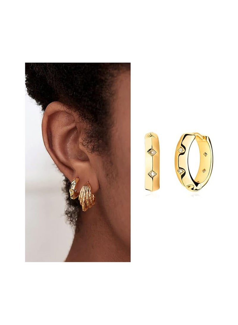 Mevecco Women Huggie Earrings Gold Hoop 14K Gold Filled Small Simple Handmade Hypoallergenic Everyday Jewelry - Image 3