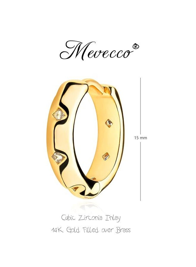 Mevecco Women Huggie Earrings Gold Hoop 14K Gold Filled Small Simple Handmade Hypoallergenic Everyday Jewelry - Image 4