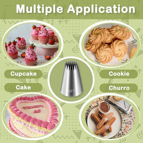 FANTEXY 3 Pieces 9FT Large Piping Tips for Cake Decorating, Frosting Piping Kit, Churro Maker,Cake Decorating Kit,Cake Decorating Supplies for Churros,Frosting Tips for Cupcake Cookie - Image 3