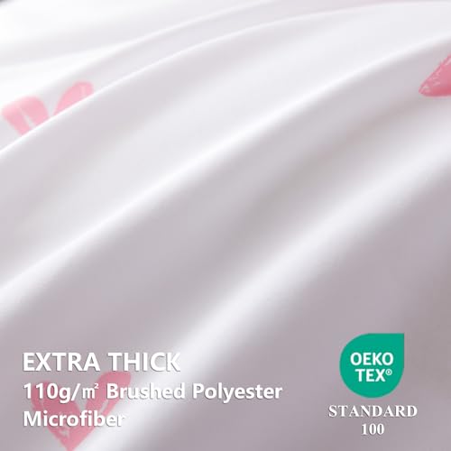 Bildenly Duvet Cover Queen Size Pink White Heart Striped Reversible Comforter Cover 3 Piece Kids Girls Soft Microfiber Bedding Set with Zipper Closure and 2 Pillow Shams - Image 5