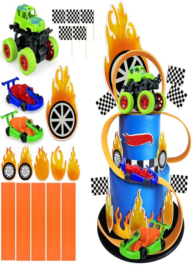 KEEPARTY 19PCS Truck Cake Decorations Trucks Race Cars Cake Topper For Truck Themed Racing Car Party Decoration Supplies - Image 1