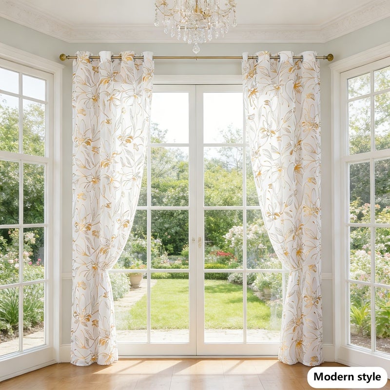 Butterfly Pattern Golden Foil Translucent Bali Gauze Curtain 132 160 Semi Transparent Hot Stamping Spring Festival Plant Curtain Easy To Hang Bedroom Kitchen Living Room Curtain - Image 4