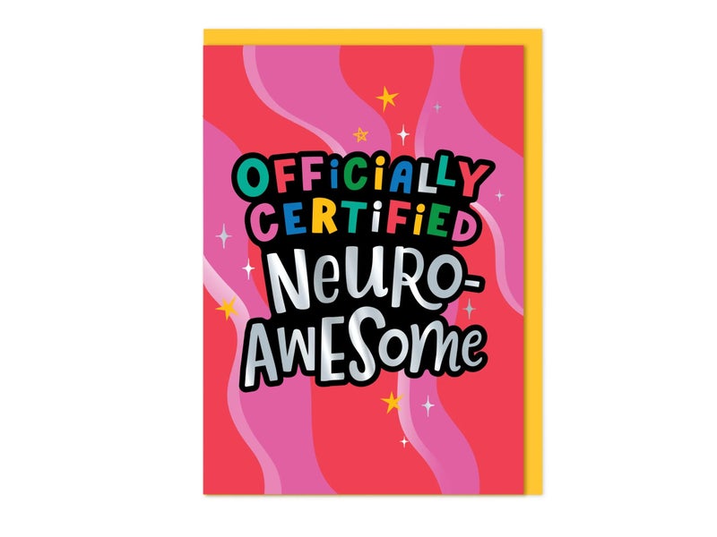 DottyBlack Officially Certified Neuro Awesome Greeting Card | Funny Inspirational Blank Card with Envelope | Blank Inside Card for Friends, Birthday, Congratulations, Appreciation & Personal Messages - Image 1