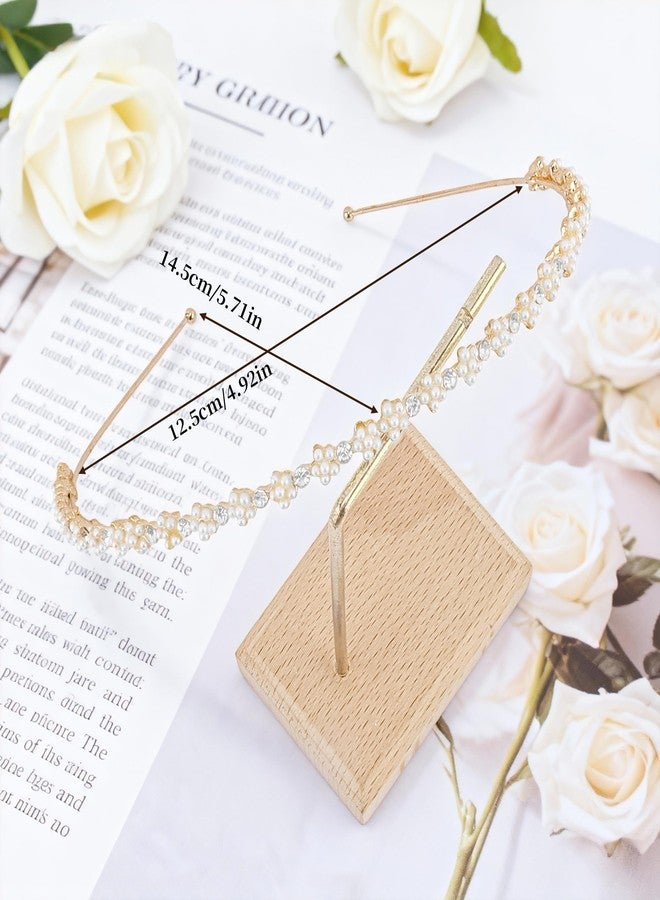 Exacoo Head Bands For Women's Hair Jewelry Pearls Wedding Hair Accessories Bridal Pearl Headband Gold Headbands For Girls Flower Girl Headband Elegant Wedding Headpiece - Image 5
