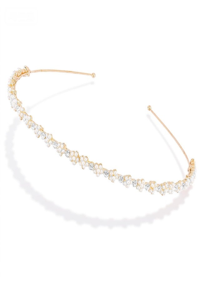 Exacoo Head Bands For Women's Hair Jewelry Pearls Wedding Hair Accessories Bridal Pearl Headband Gold Headbands For Girls Flower Girl Headband Elegant Wedding Headpiece - Image 1