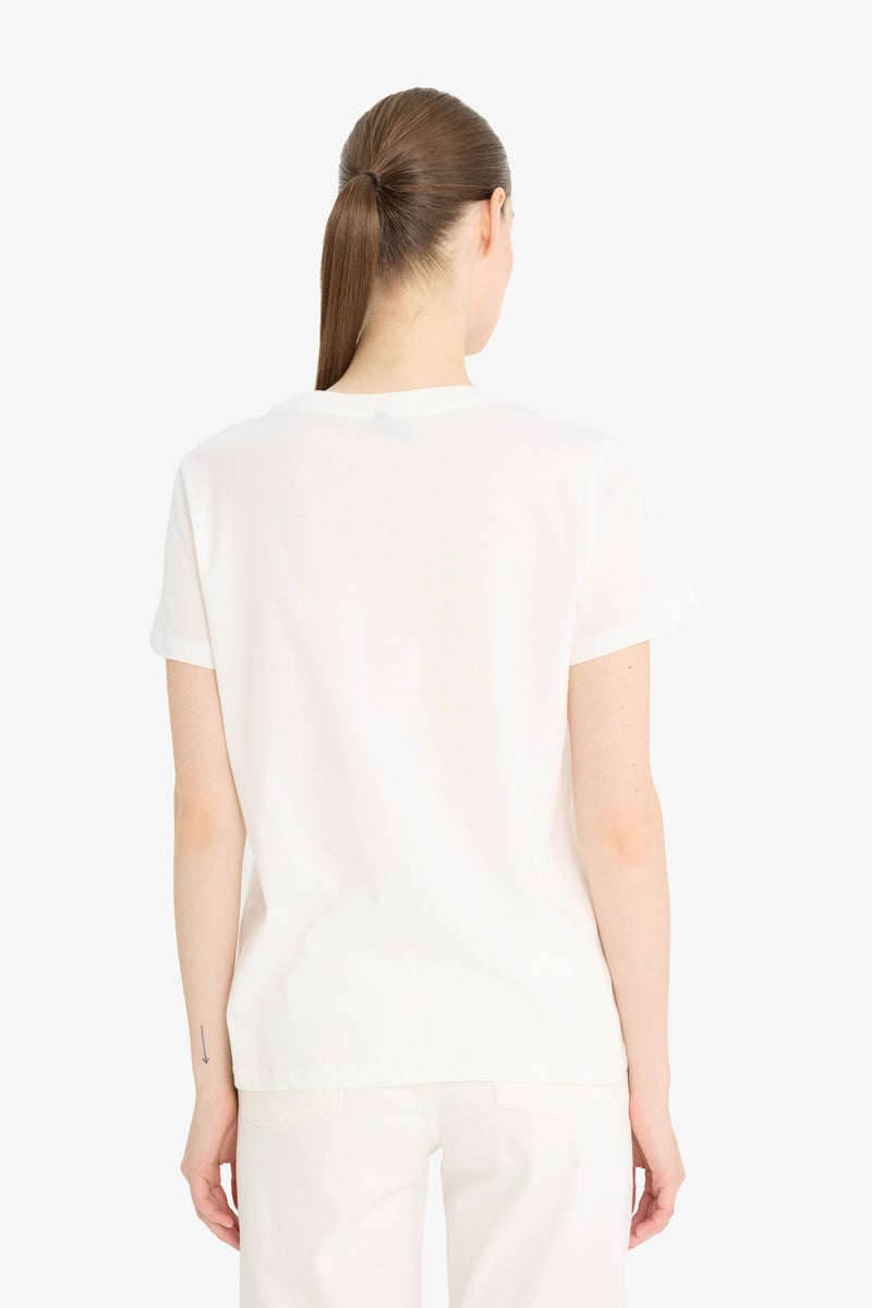 Woman Regular Fit Printed Jersey Crew Neck Short Sleeve T Shirt