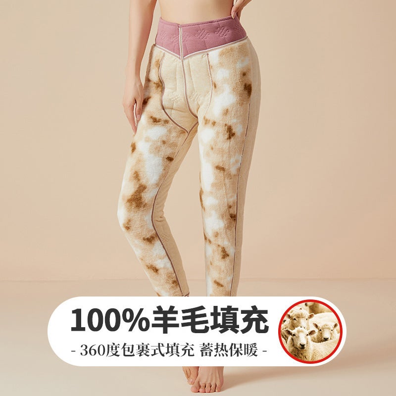 High Waist Women'S Waist Knee Pants Thickened Winter Slim-Fit Leggings 100 Sheep Wool Pants Northeast - Image 5