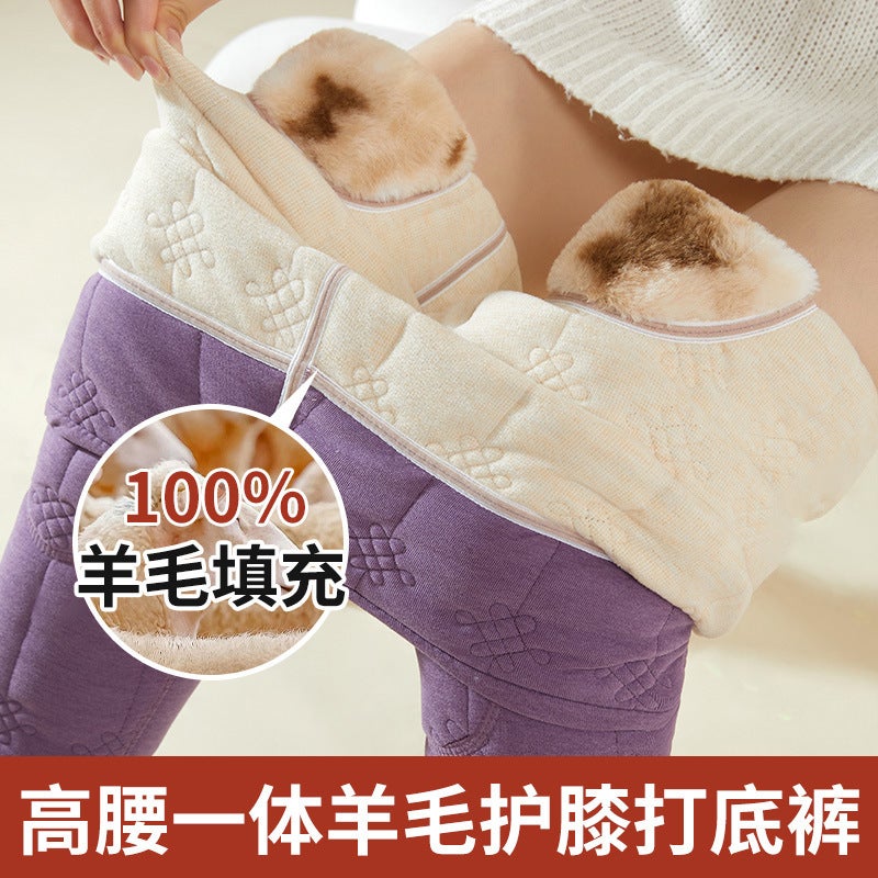 High Waist Women'S Waist Knee Pants Thickened Winter Slim-Fit Leggings 100 Sheep Wool Pants Northeast - Image 3