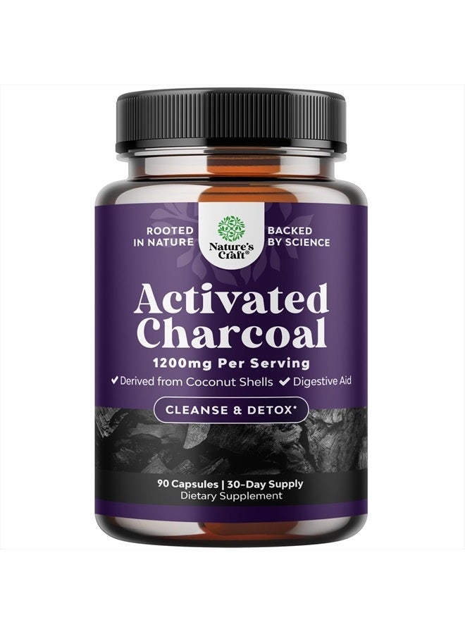 Natures Craft Activated Charcoal, 1200mg - 90 Capsules - Image 1