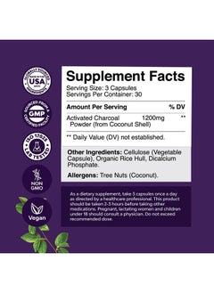 Natures Craft Activated Charcoal, 1200mg - 90 Capsules  - Image 2
