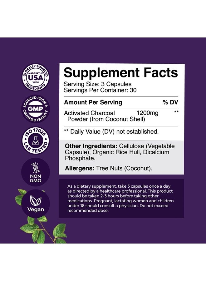 Natures Craft Activated Charcoal, 1200mg - 90 Capsules - Image 2