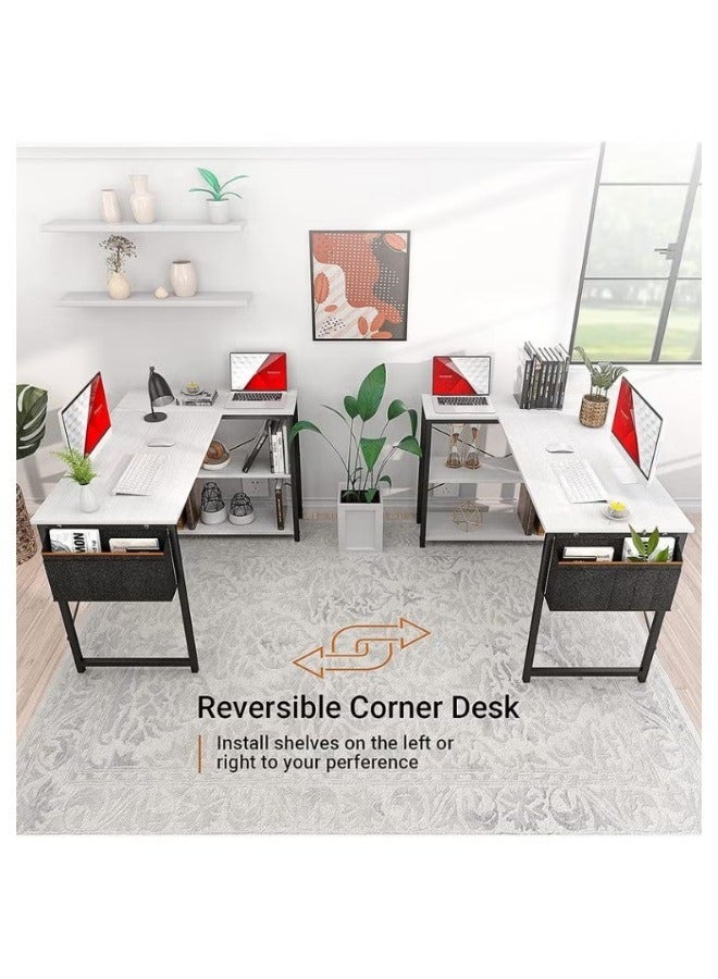 AGD L-Shaped Computer Desk with Reversible Storage Shelves for Home Office Workstation with Storage Bag - Image 3