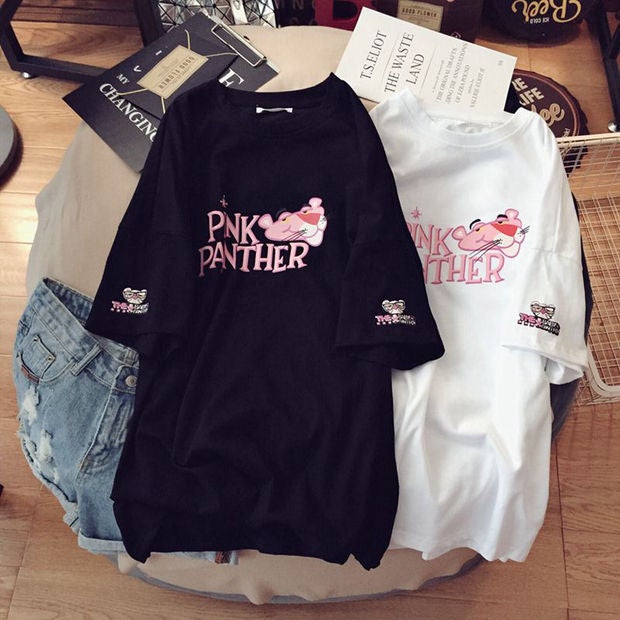 2023 Maternity Fashion Cotton Tee Black (Pink Panther)