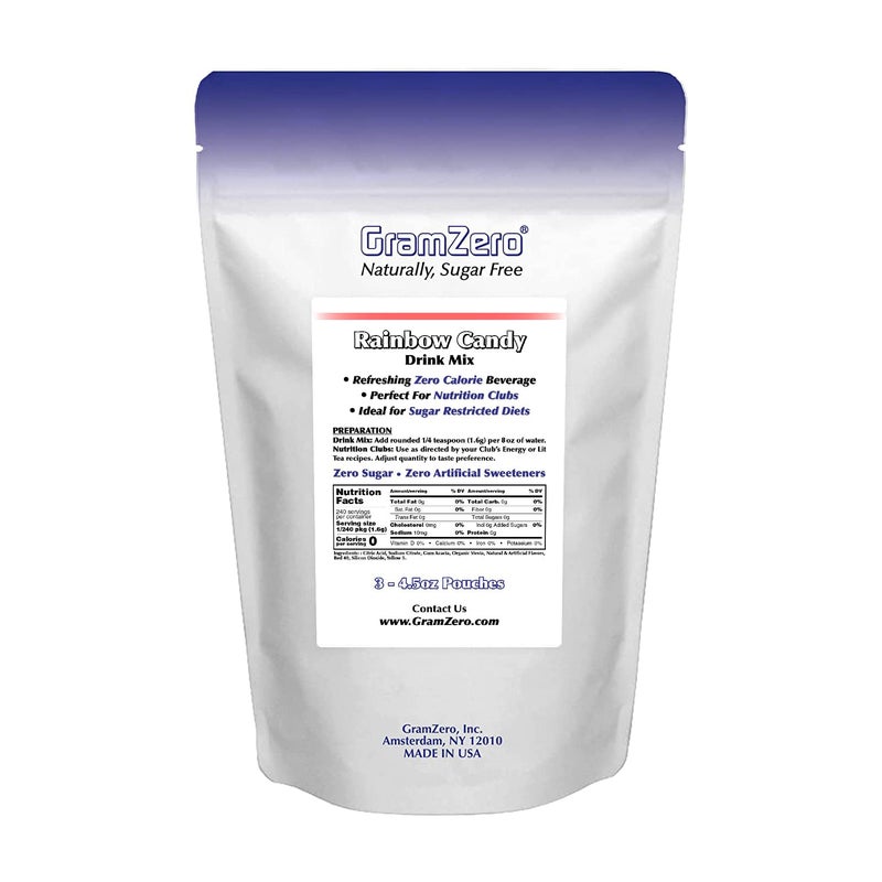 GramZero Rainbow Candy Zero Calorie Sugar Free Drink Mix, Great For Nutrition Club Loaded Teas, Stevia Sweetened - Image 4