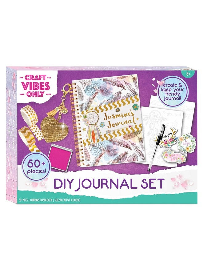 Creative Kids Good Vibes Journal Diy Set By Craft Vibes Only Personalized Diary Custom Journals For Girls Creative Writing Scrapbook Kit Customize Your Notebook Pen Included Ages 8 & Up - Image 1