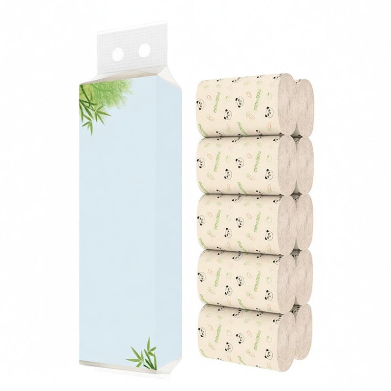 Bamboo Fiber Coreless Toilet Paper 4-Layer Thickened Tissue - Soft Absorbent Sustainable Bamboo Pulp for Household Hotel Public Restroom Use - Image 1