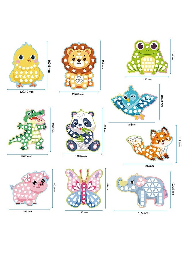 MXN DIY Mosaic Painting Sticker Craft Kit, Animal Sticker Crafts Kit Paint by Sticker Books for Kids, Kids Road Trip Travel Essentials DIY Gifts - Image 3