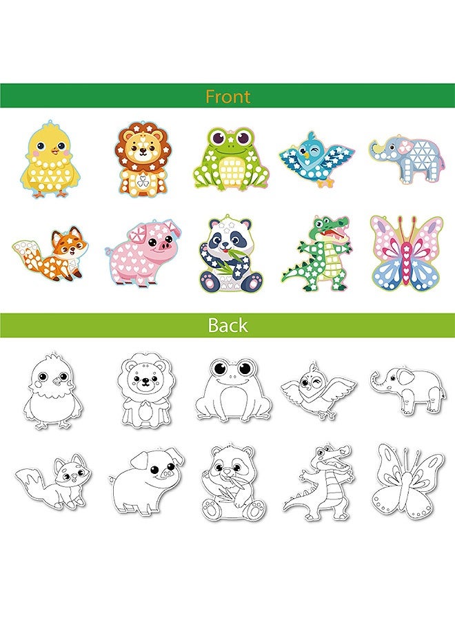 MXN DIY Mosaic Painting Sticker Craft Kit, Animal Sticker Crafts Kit Paint by Sticker Books for Kids, Kids Road Trip Travel Essentials DIY Gifts - Image 4