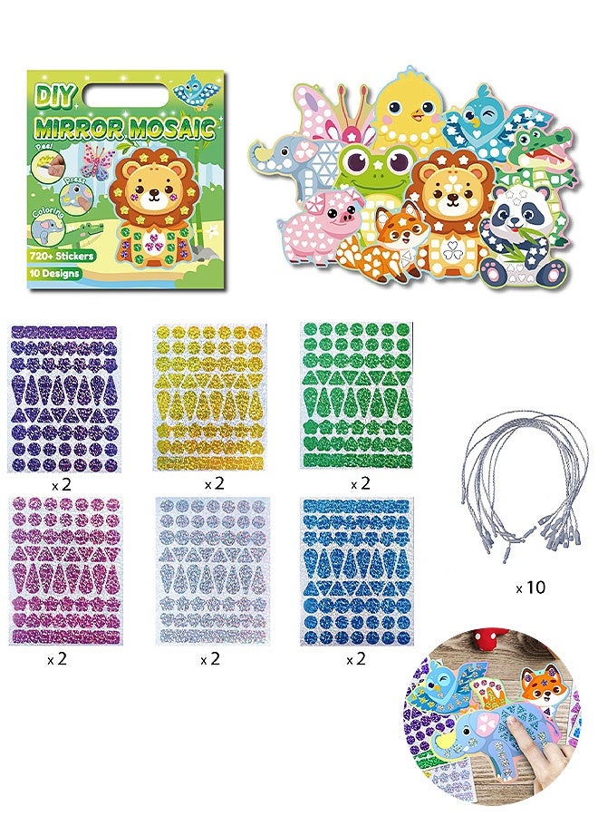 MXN DIY Mosaic Painting Sticker Craft Kit, Animal Sticker Crafts Kit Paint by Sticker Books for Kids, Kids Road Trip Travel Essentials DIY Gifts - Image 1