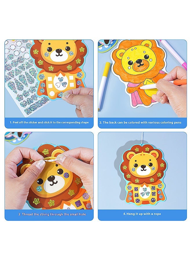 MXN DIY Mosaic Painting Sticker Craft Kit, Animal Sticker Crafts Kit Paint by Sticker Books for Kids, Kids Road Trip Travel Essentials DIY Gifts - Image 5