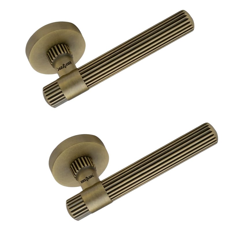 BRASK BRASK Brass Mortise Handle Set Stripes Model BMH28 Antique Finish Moritse Handle Set with 65 mm Latch for Bathroom Balcony Door Bathroom Latch Set  - Image 3